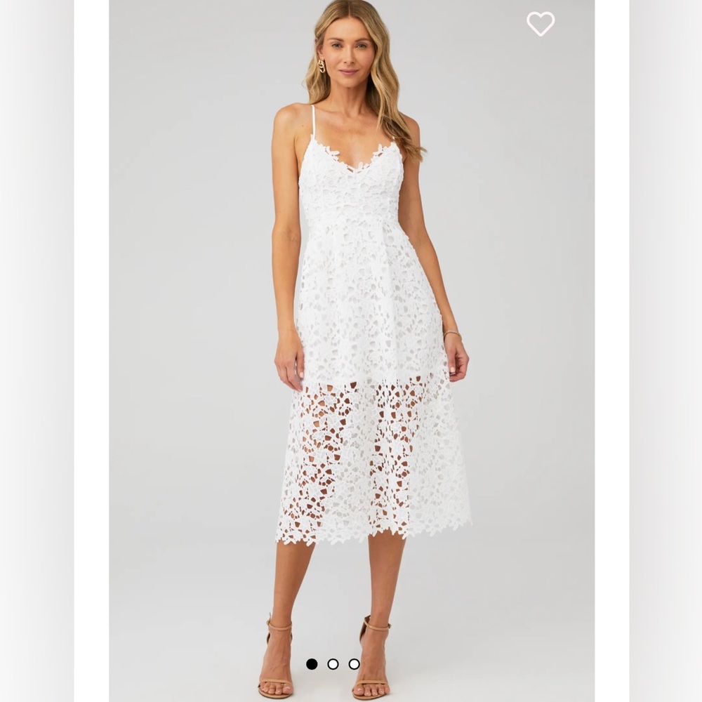 NWT ASTR The Label White Lace Midi Dress Perfect for Bridal Shower or Rehearsal